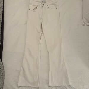 Zara White Crop Flare Denim